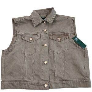 Wild Fable Women's Brown Denim Mineral Dyed Trucker Vest - Size Medium - NWT